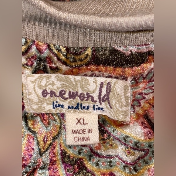 NEW One World Abstract Print Knit Full Zip Jacket Women XL Boho Mix Media - Picture 3 of 9